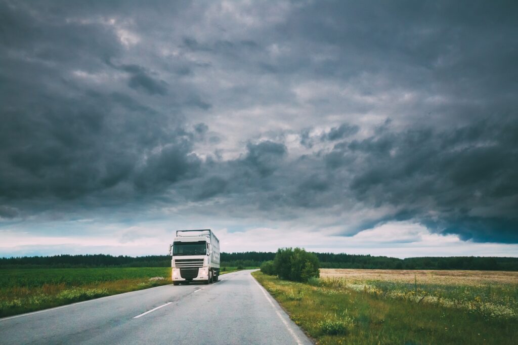Truck, Tractor Unit, Prime Mover, Traction Unit In Motion On Cou